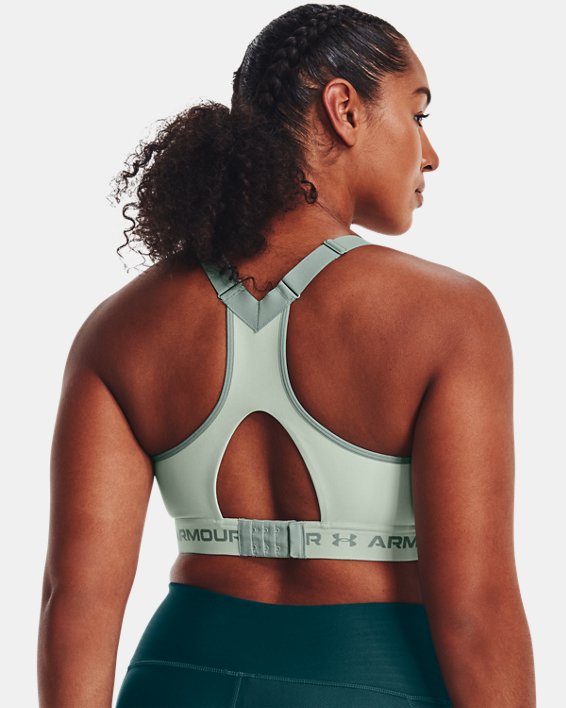 Women's Armour® High Crossback Sports Bra in Green image number 6